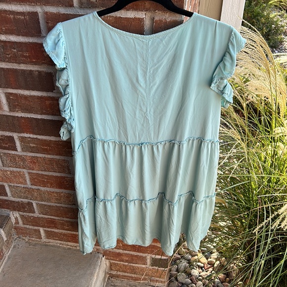 ZENANA Ladies 1X Mint Tiered Tunic or Minidress w/slight ruffles - Picture 7 of 8